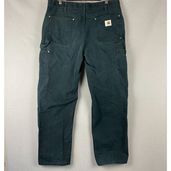 VTG Carhartt Double Knee Pants Mens 36x30 Black Duck Canvas Workwear Faded Black - Picture 10 of 16